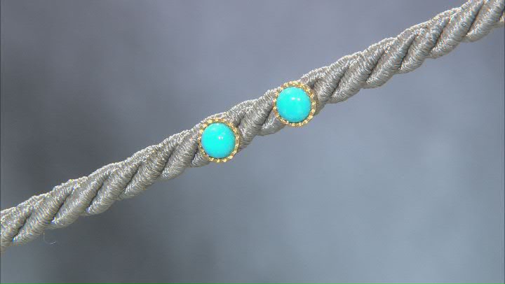 Blue Sleeping Beauty Turquoise 18k Yellow Gold Over Sterling Silver Stud Earrings Video Thumbnail
