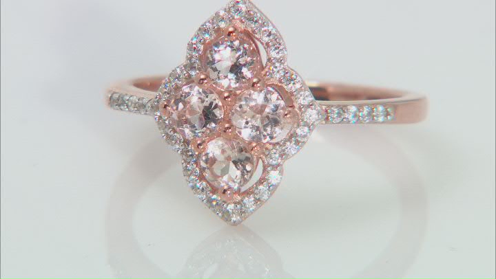 Peach Morganite 18K Rose Gold Over Sterling Silver Ring 0.88ctw Video Thumbnail