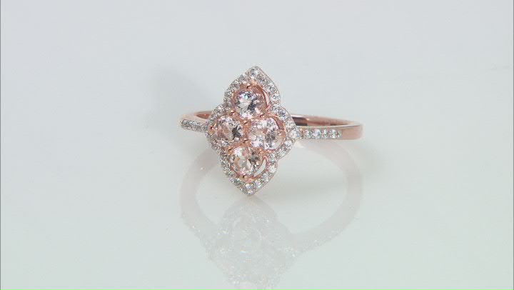 Peach Morganite 18K Rose Gold Over Sterling Silver Ring 0.88ctw Video Thumbnail