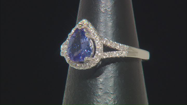 Blue Tanzanite Rhodium Over Sterling Silver Ring 1.17ctw Video Thumbnail