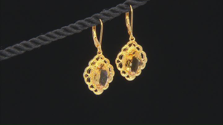 Yellow Citrine 18k Yellow Gold Over Sterling Silver Dangle Earrings 4.61ctw