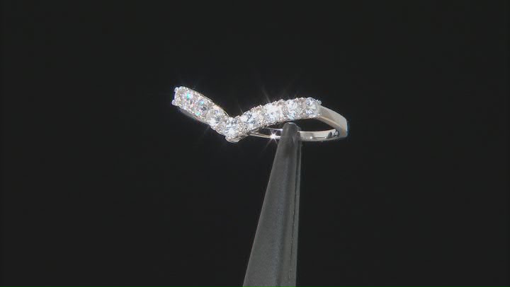 White Lab Created Sapphire Rhodium Over Sterling Silver Ring 0.61ctw Video Thumbnail