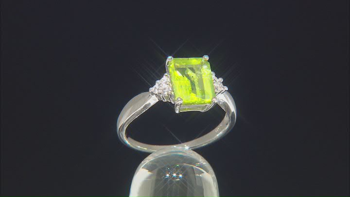 Green Peridot Rhodium Over Sterling Silver Ring 2.27ctw Video Thumbnail