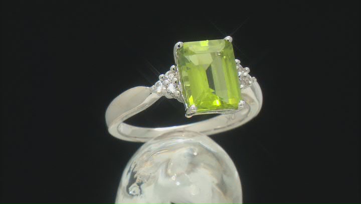 Green Peridot Rhodium Over Sterling Silver Ring 2.27ctw Video Thumbnail