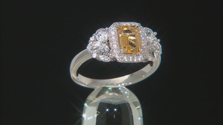 Yellow Citrine Rhodium Over Sterling Silver Ring 1.69ctw Video Thumbnail