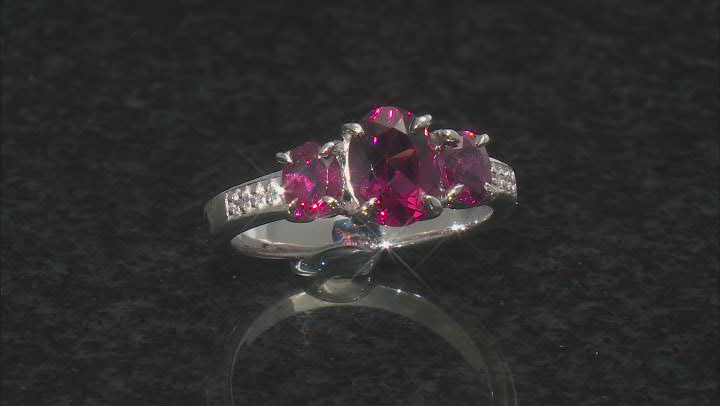 Magenta Color Rhodolite Rhodium Over Sterling Silver Ring 2.39ctw Video Thumbnail