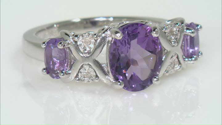 Purple Amethyst Rhodium Over Sterling Silver Ring 2.80ctw Video Thumbnail