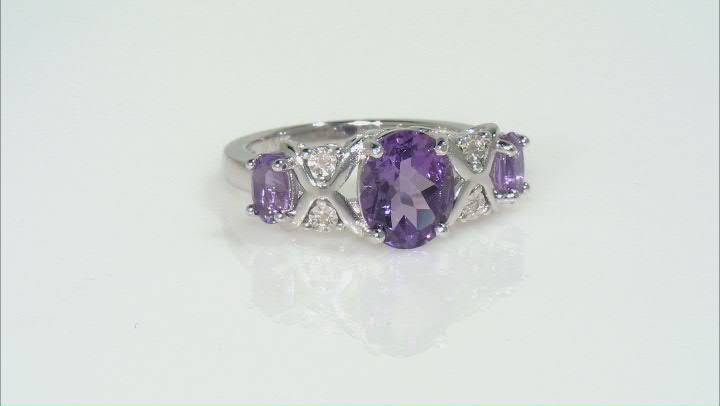 Purple Amethyst Rhodium Over Sterling Silver Ring 2.80ctw Video Thumbnail