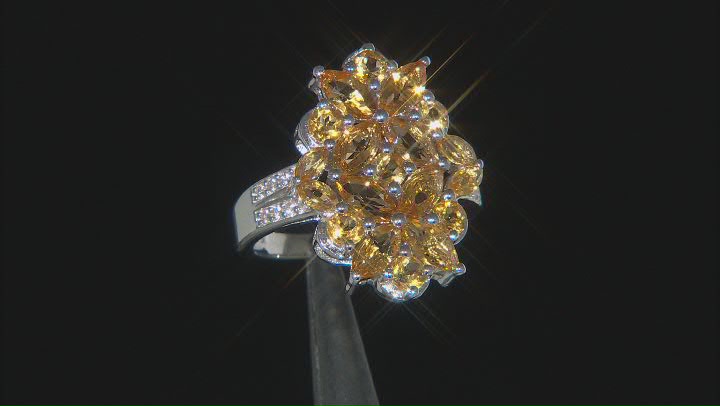 Golden Citrine Rhodium Over Sterling Silver Ring 2.68ctw Video Thumbnail