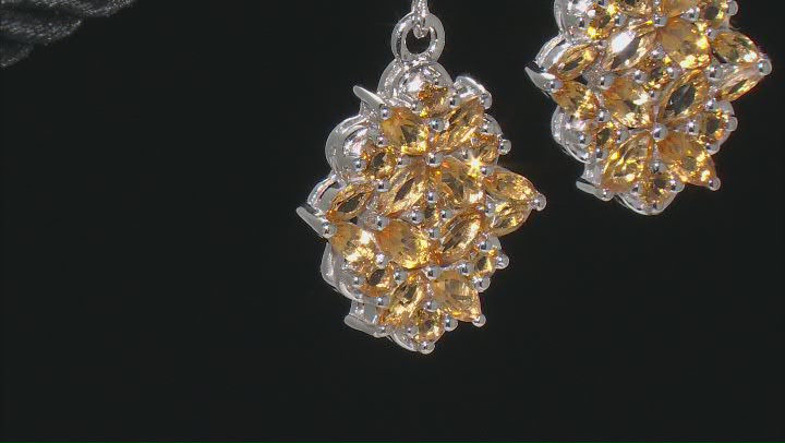 Golden Citrine Rhodium Over Sterling Silver Dangle Earrings 3.60ctw Video Thumbnail