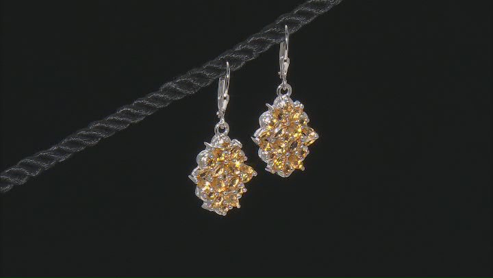 Golden Citrine Rhodium Over Sterling Silver Dangle Earrings 3.60ctw Video Thumbnail