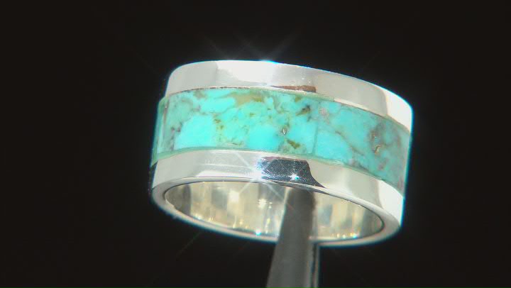 Blue Composite Turquoise Sterling Silver Band Ring Video Thumbnail