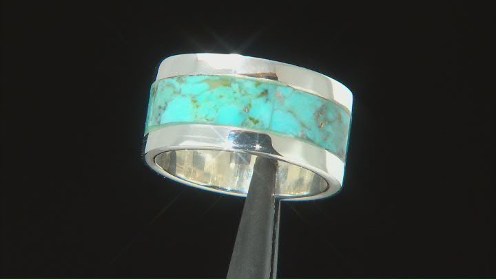 Blue Composite Turquoise Sterling Silver Band Ring Video Thumbnail