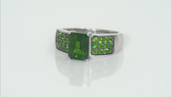 Green Chrome Diopside Rhodium Over Sterling Silver Ring 1.61ctw Video Thumbnail
