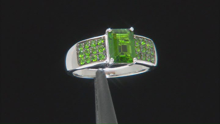 Green Chrome Diopside Rhodium Over Sterling Silver Ring 1.61ctw Video Thumbnail