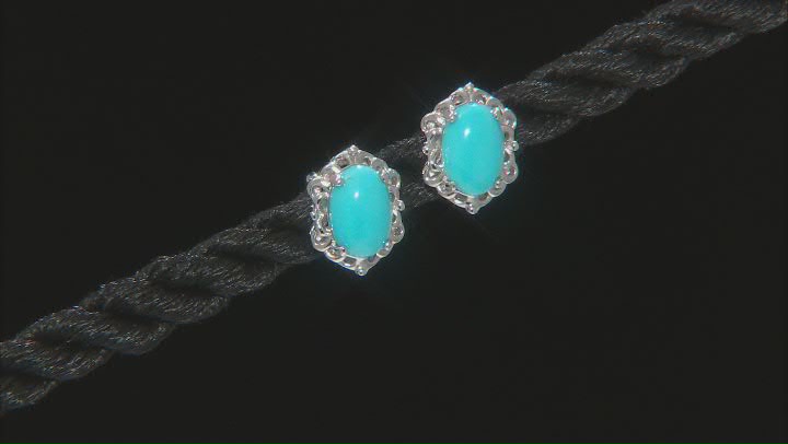Blue Sleeping Beauty Turquoise Rhodium Over Sterling Silver Stud Earrings Video Thumbnail