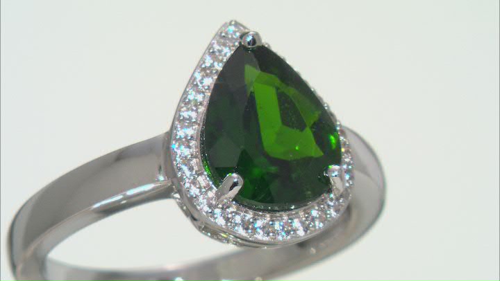 Green Chrome Diopside Platinum Over Sterling Silver Ring 2.12ctw Video Thumbnail