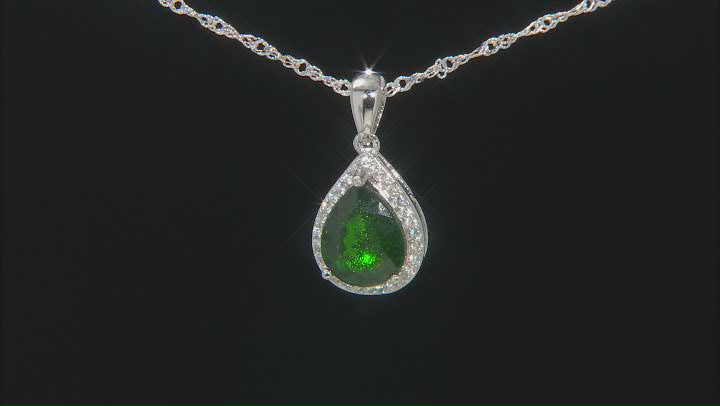 Green Chrome Diopside Platinum Over Silver Pendant With Chain 2.12ctw Video Thumbnail