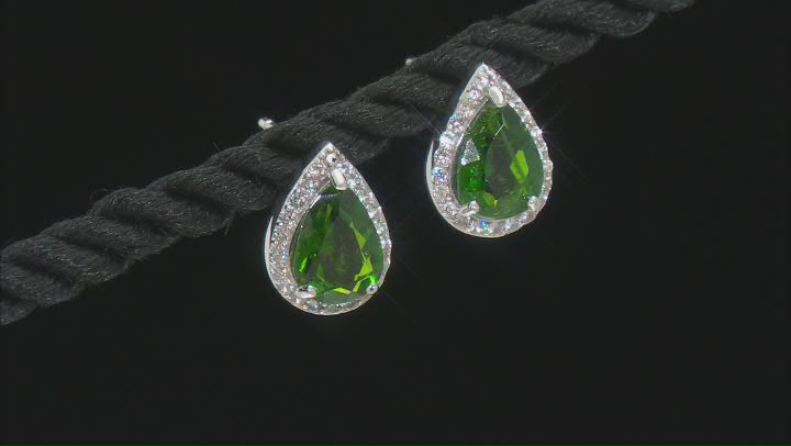 Green Chrome Diopside Platinum Over Sterling Silver Stud Earrings 2.30ctw Video Thumbnail