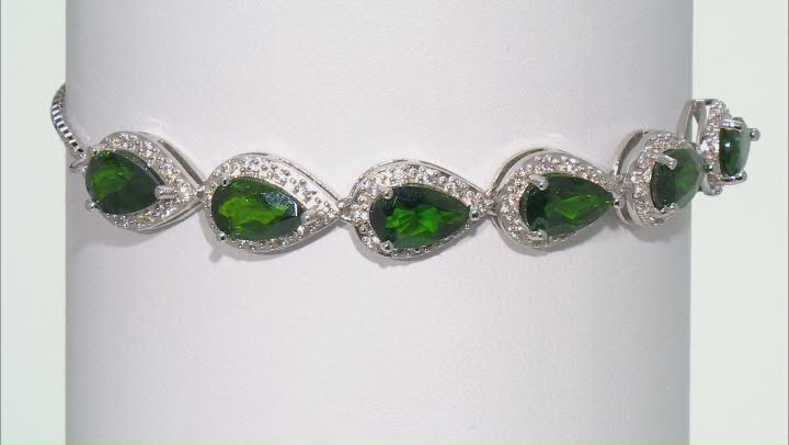 Green Chrome Diopside Platinum Over Sterling Silver Bolo Bracelet 4.79ctw Video Thumbnail
