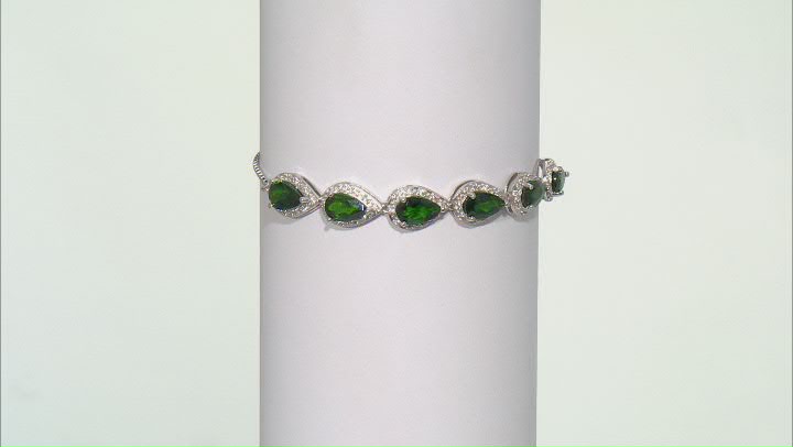 Green Chrome Diopside Platinum Over Sterling Silver Bolo Bracelet 4.79ctw Video Thumbnail
