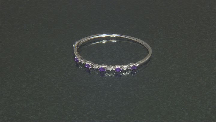 Purple Amethyst Rhodium Over Silver Bangle Bracelet 1.95ctw Video Thumbnail