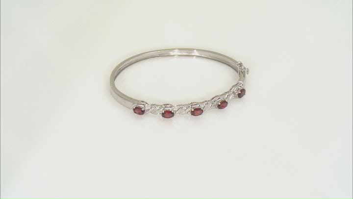 Red Vermelho Garnet™ Rhodium Over Sterling Silver Bangle Bracelet 2.60ctw Video Thumbnail
