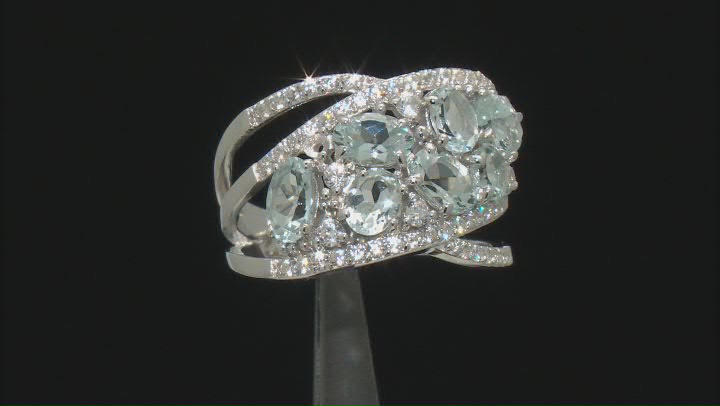 Aquamarine Rhodium Over Sterling Silver Ring 2.35ctw Video Thumbnail
