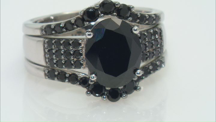 Black Spinel Rhodium Over Sterling Silver Ring 5.00ctw Video Thumbnail