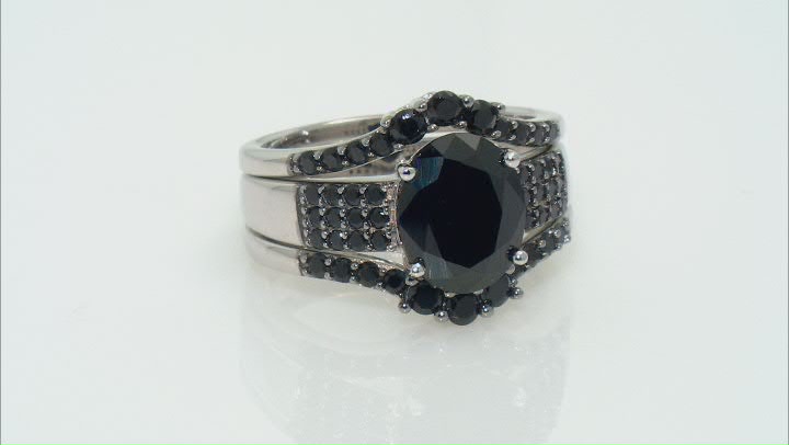 Black Spinel Rhodium Over Sterling Silver Ring 5.00ctw Video Thumbnail