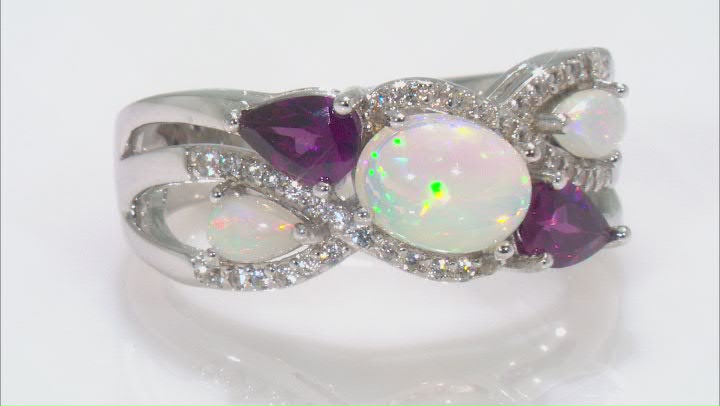 Multicolor Opal Rhodium Over Sterling Silver Ring 2.51ctw Video Thumbnail
