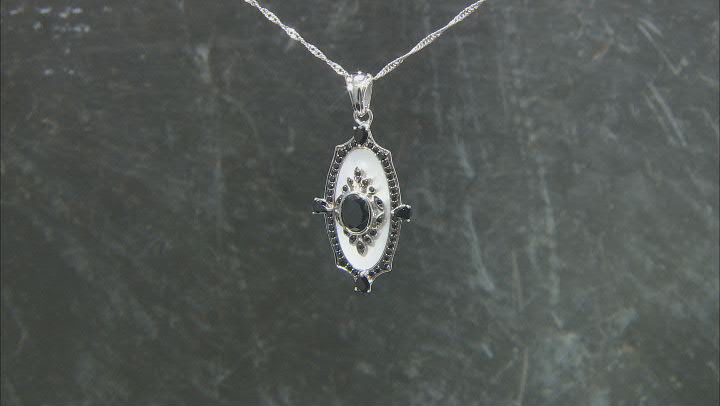 White Oval Mother Of Pearl Rhodium Over Sterling Silver Pendant With 18" Chain 2.73ctw Video Thumbnail