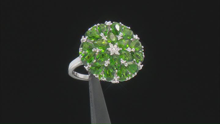 Green Chrome Diopside Rhodium Over Sterling Silver Ring 3.65ctw Video Thumbnail