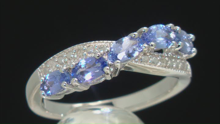 Blue Tanzanite Rhodium Over Sterling Silver Ring 0.97ctw Video Thumbnail