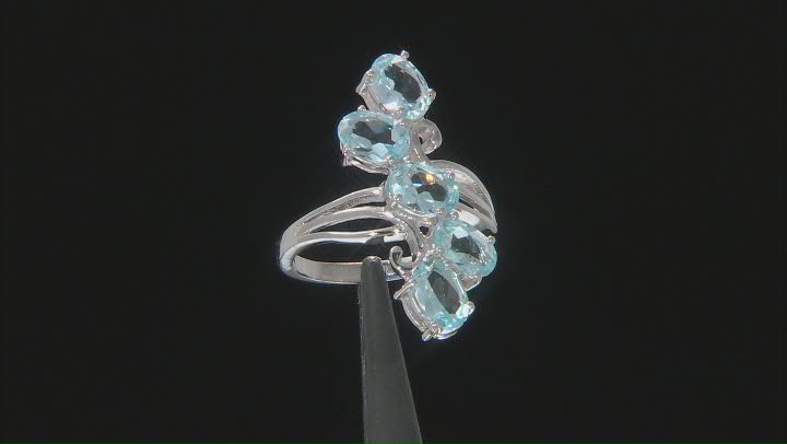 Sky Blue Topaz Rhodium Over Sterling Silver Ring 4.03ctw