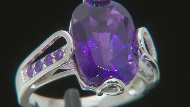 Purple Amethyst Rhodium Over Sterling Silver Ring 5.80ctw