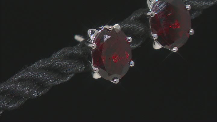 Red Garnet Rhodium Over Sterling Silver Stud Earrings 2.60ctw Video Thumbnail