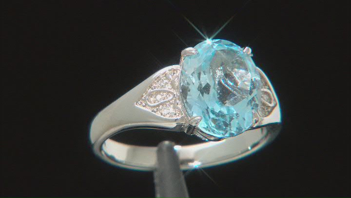 Sky Blue Glacier Topaz Rhodium Over Sterling Silver Ring 3.62ctw Video Thumbnail