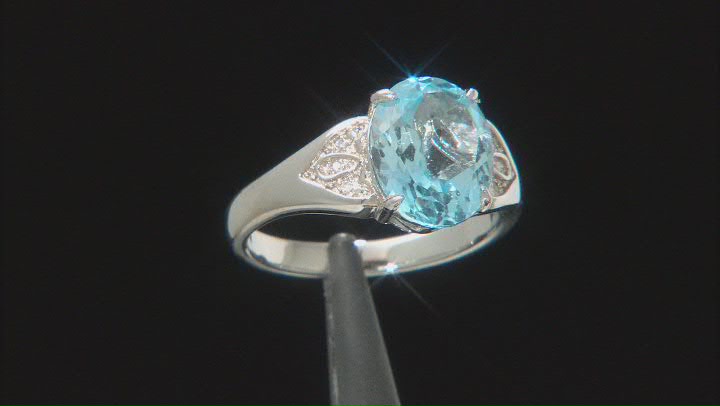Sky Blue Glacier Topaz Rhodium Over Sterling Silver Ring 3.62ctw Video Thumbnail