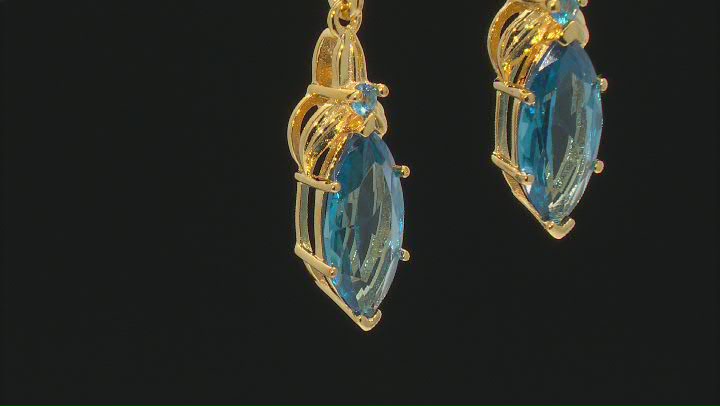 Blue Lab Created Spinel 18k Yellow Gold Over Sterling Silver Dangle Earrings 3.27ctw Video Thumbnail