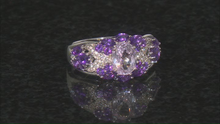 Pink Kunzite Rhodium Over Sterling Silver Ring 2.64ctw Video Thumbnail