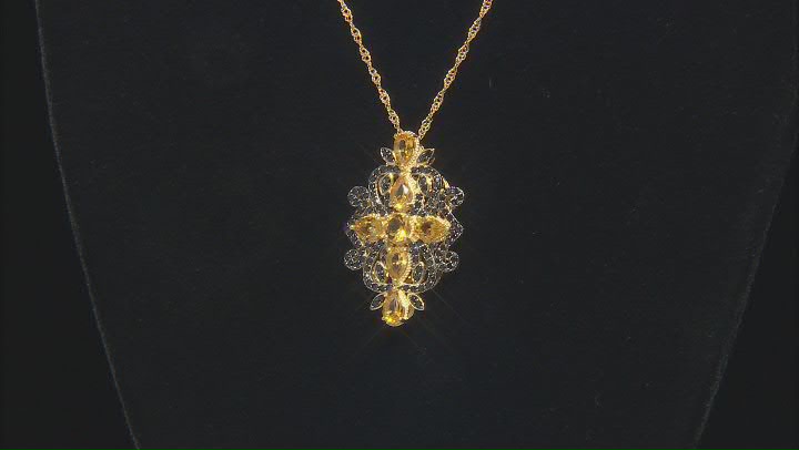 Golden Citrine 18k Yellow Gold Over Silver Pendant With Chain 3.29ctw Video Thumbnail