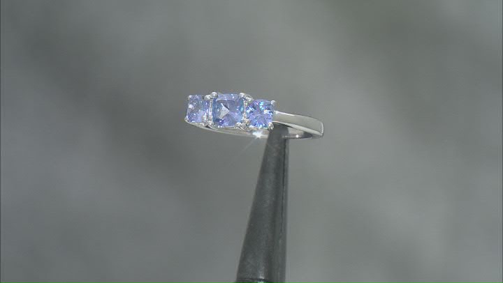 Tanzanite Rhodium Over Sterling Silver 3-Stone Ring 1.14ctw Video Thumbnail