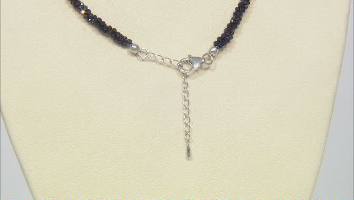 Rondelle Black Spinel Rhodium Over Sterling Silver Cross Necklace Video Thumbnail