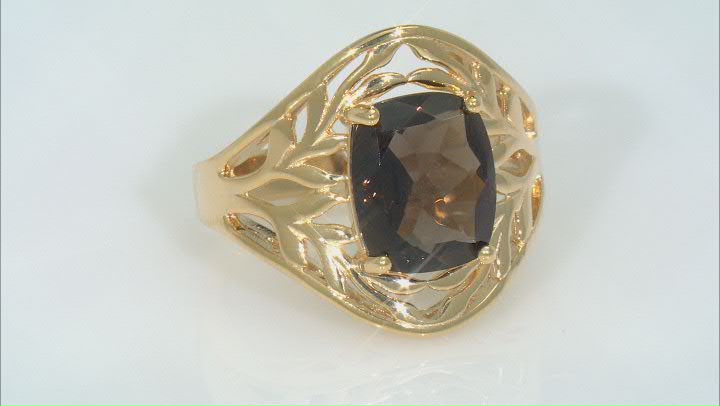 Brown Smoky Quartz 18K Yellow Gold Over Sterling Silver Ring 4.27ct Video Thumbnail