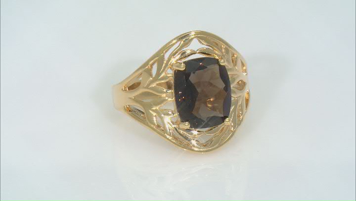 Brown Smoky Quartz 18K Yellow Gold Over Sterling Silver Ring 4.27ct Video Thumbnail