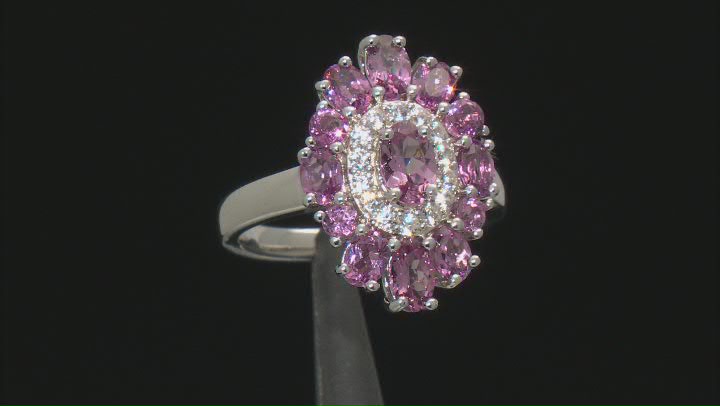 Blush Color Garnet Rhodium Over Sterling Silver Ring 2.62ctw Video Thumbnail