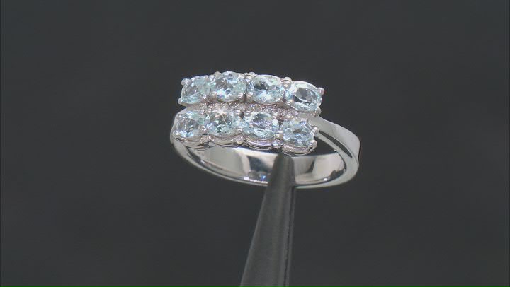 Blue Aquamarine Rhodium Over Sterling Silver Ring 1.07ctw Video Thumbnail