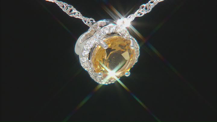 Yellow Citrine Rhodium Over Silver Pendant With Chain 1.66ctw Video Thumbnail