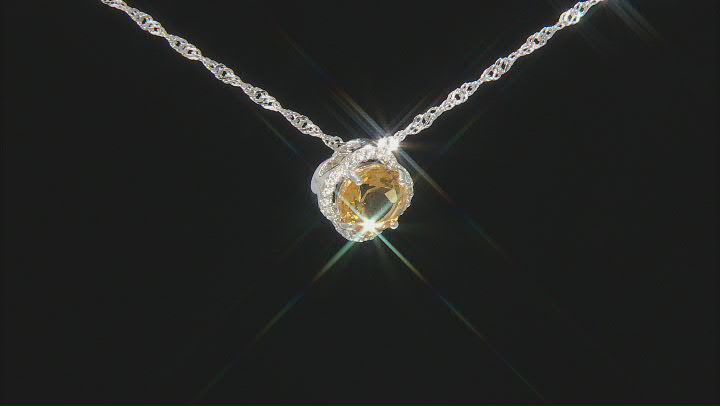 Yellow Citrine Rhodium Over Silver Pendant With Chain 1.66ctw Video Thumbnail